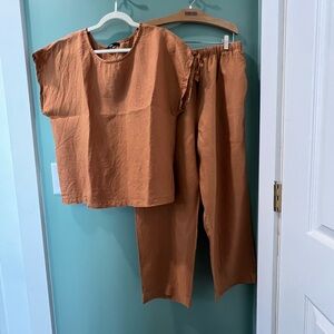 Quince Rust 100% European Linen Pajama Set - Large